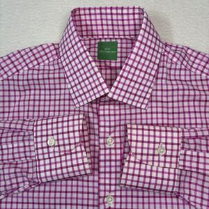 Sid Mashburn Button Shirt Mens Small Pink Plaid Cotton Dress Preppy Long Sleeve